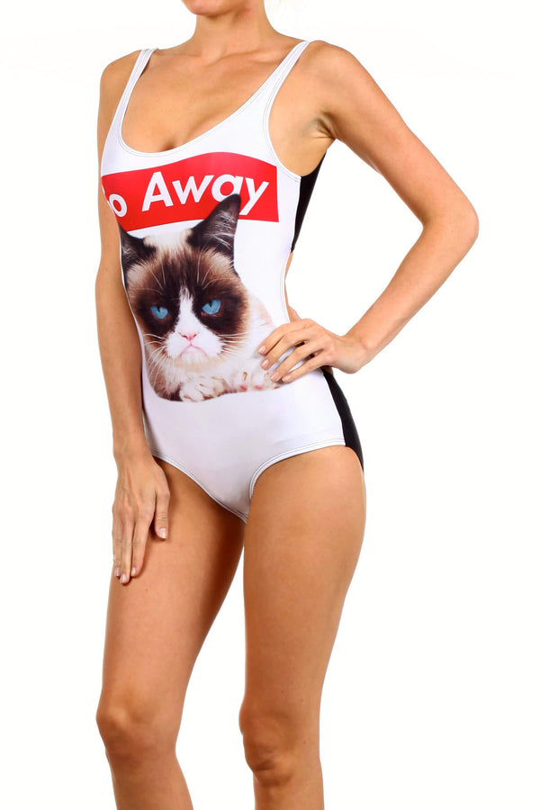 Grumpy Cat: Go Away One-Piece Swim - POPRAGEOUS
 - 2