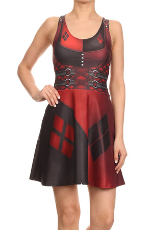 harley quinn skater dress DC COMICS Size XL Harley Quinn Skater Dress Red Black Stretch Joker Halloween