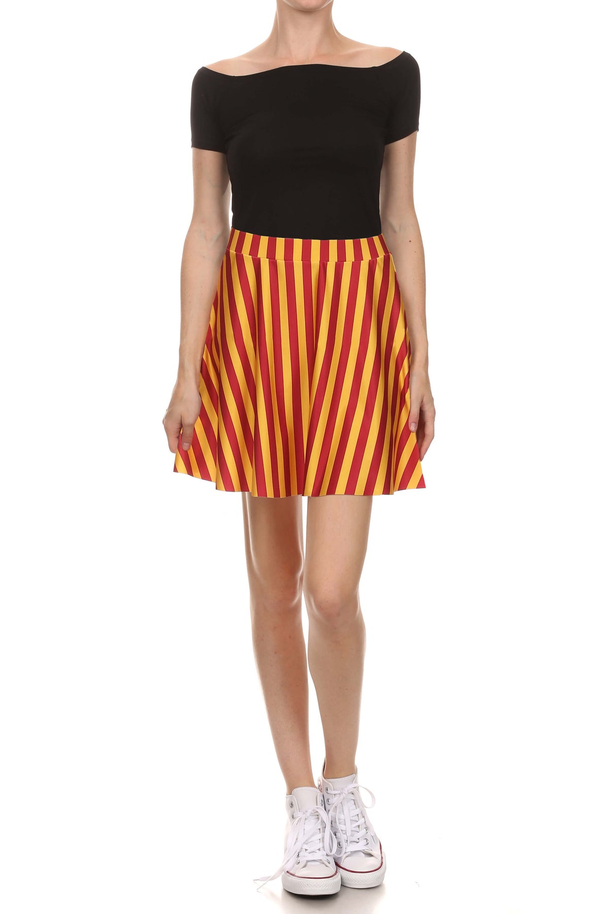Game Day Classic Skater Skirt - Red & Gold - POPRAGEOUS
 - 1