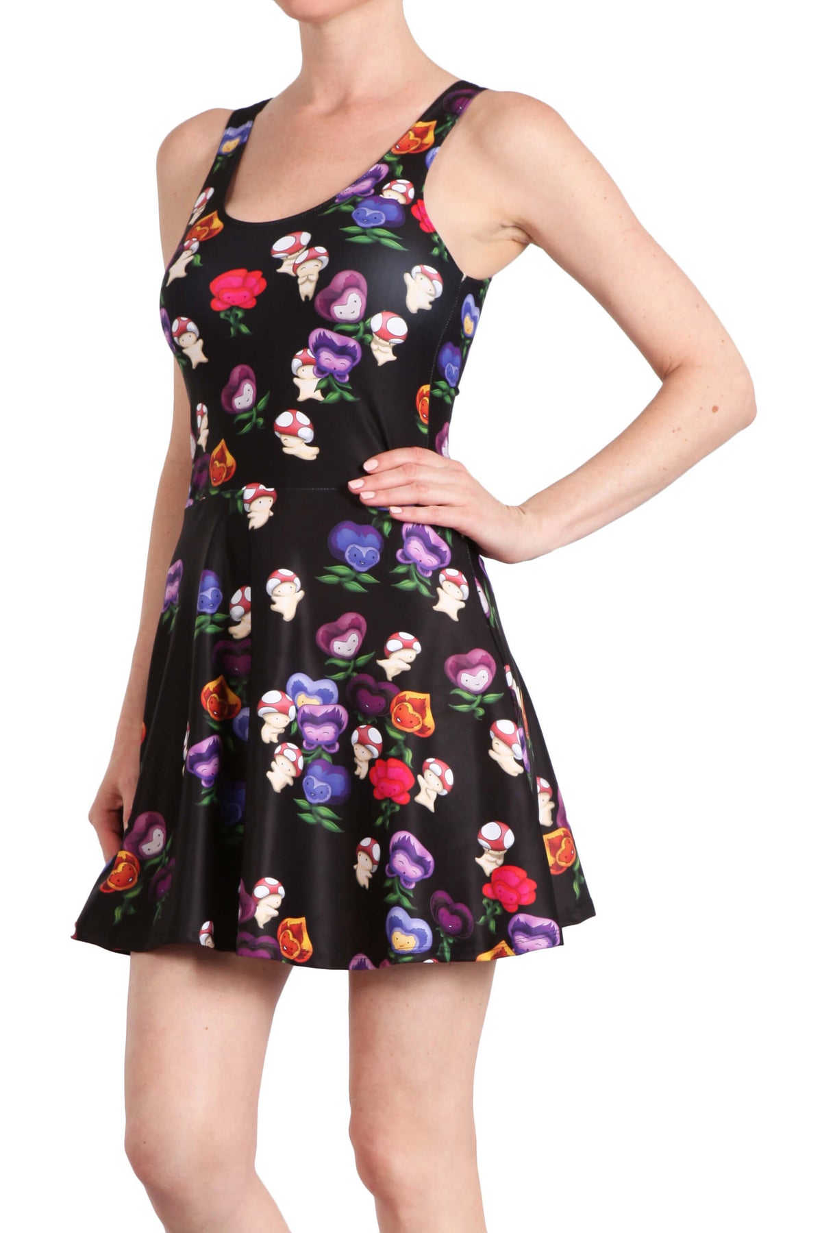 Dancing Mushrooms and Pansies Skater Dress - POPRAGEOUS
 - 3
