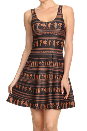 Greek Pottery Skater Dress - POPRAGEOUS
 - 1