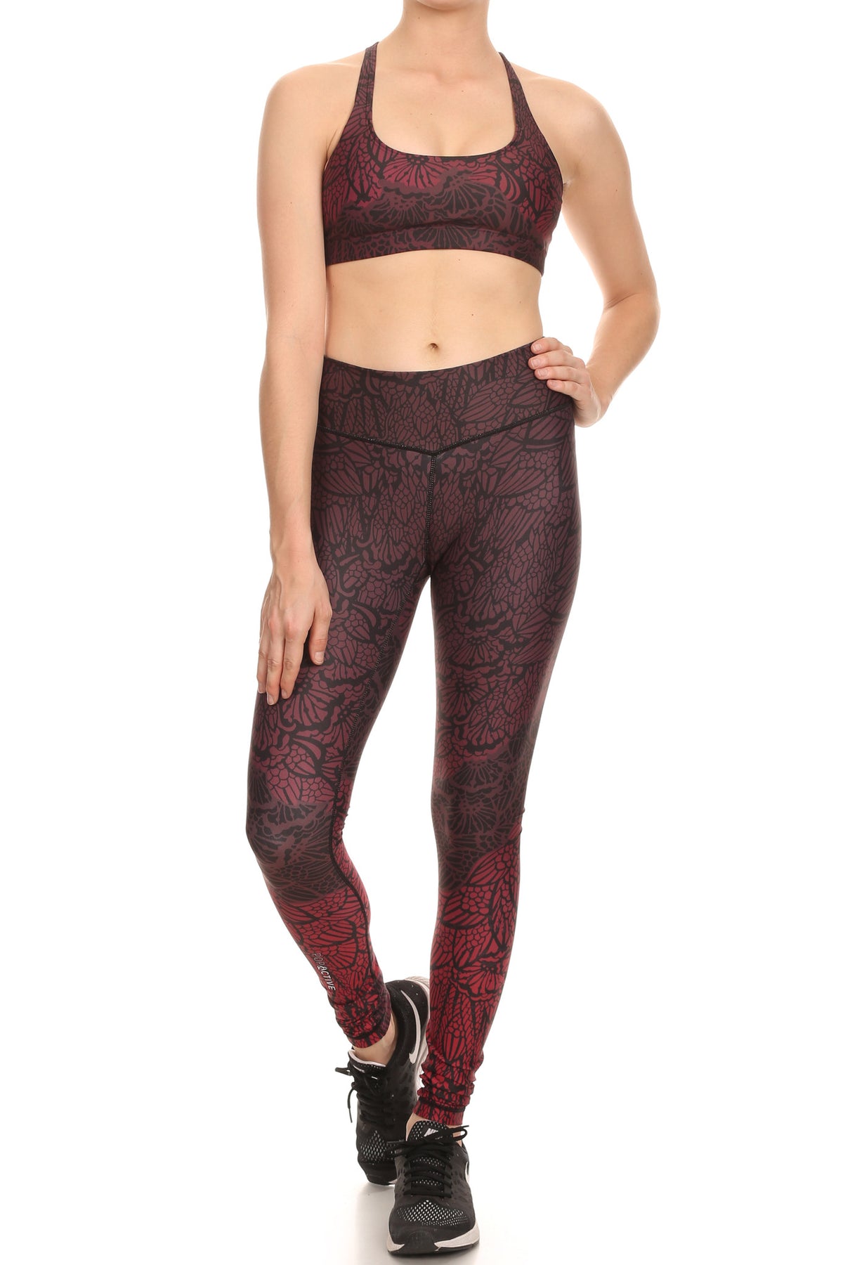 Stencil Flora Dream Leggings - Burgundy - POPRAGEOUS
 - 5