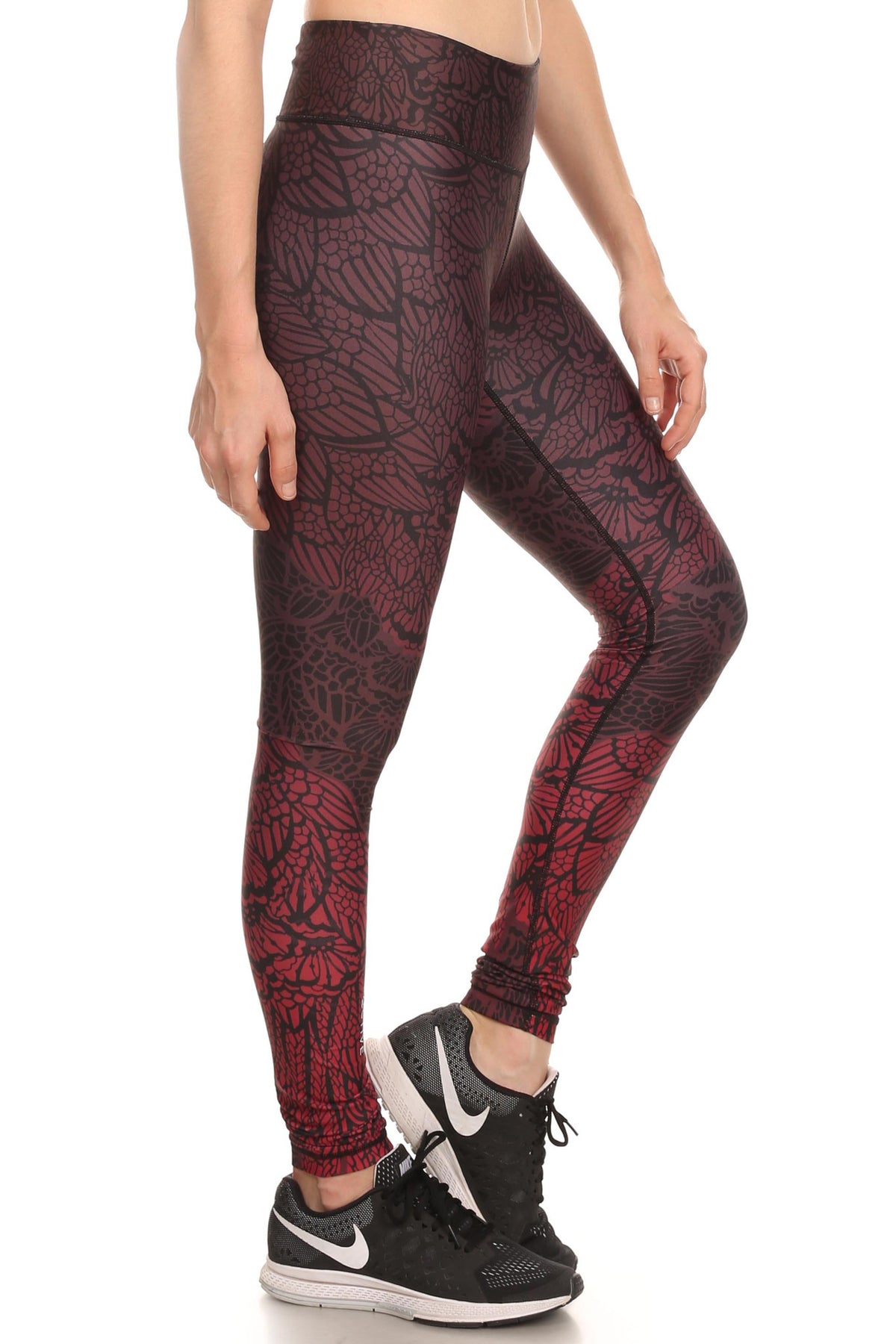 Stencil Flora Dream Leggings - Burgundy - POPRAGEOUS
 - 3
