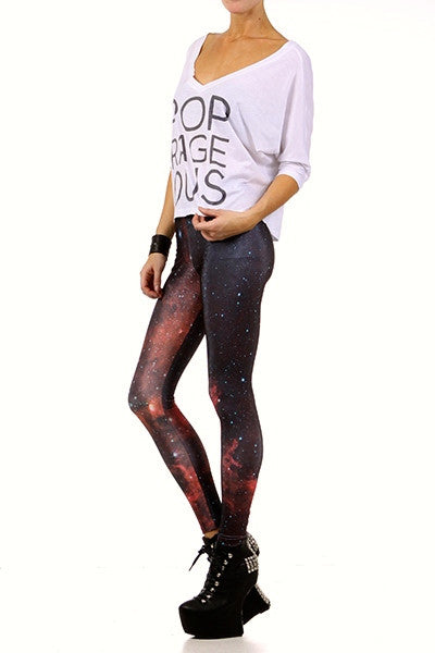 Red Galaxy Leggings - POPRAGEOUS
 - 2