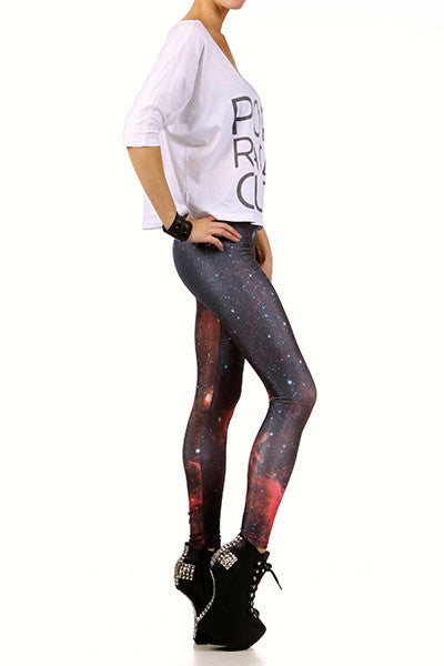 Red Galaxy Leggings - POPRAGEOUS
 - 3
