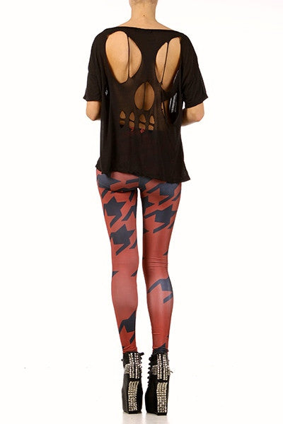 Oxblood Houndstooth Leggings - POPRAGEOUS
 - 4