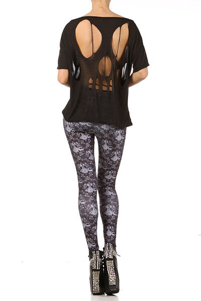 Gasmask Damask Leggings - Black - POPRAGEOUS
 - 4