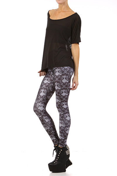 Gasmask Damask Leggings - Black - POPRAGEOUS
 - 2