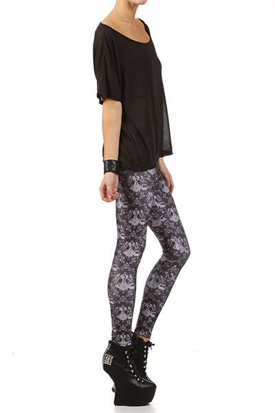 Gasmask Damask Leggings - Black - POPRAGEOUS
 - 3
