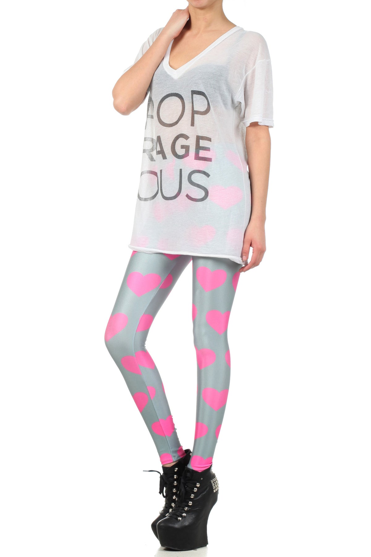 Pink Heart Leggings - POPRAGEOUS
 - 2
