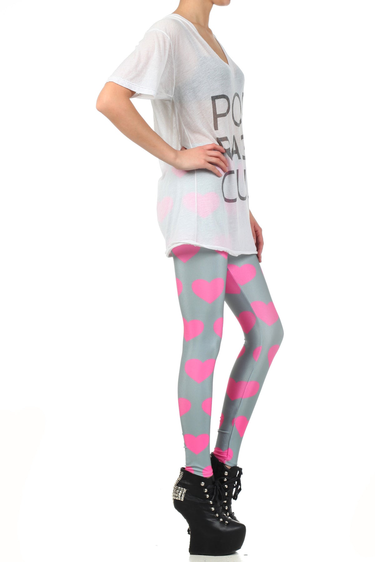 Pink Heart Leggings - POPRAGEOUS
 - 3
