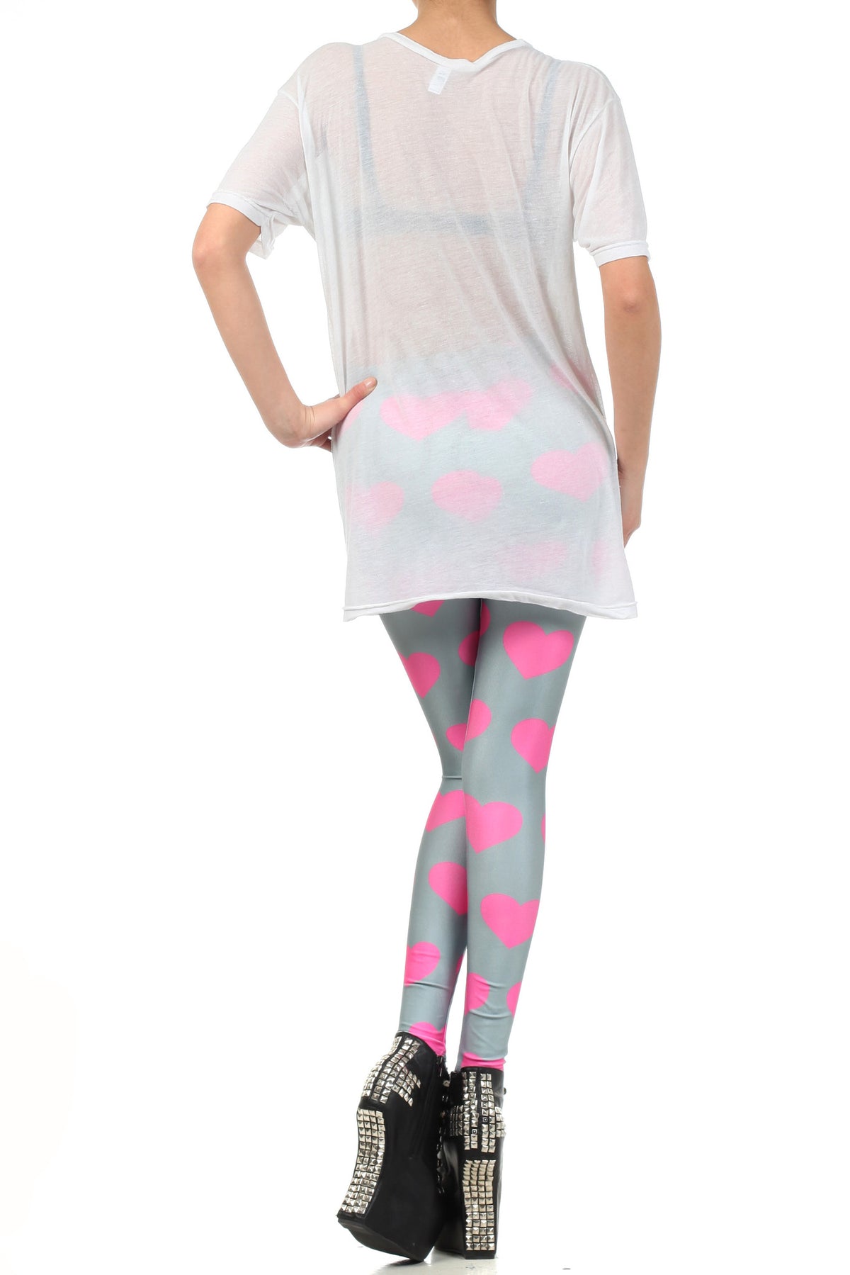 Pink Heart Leggings - POPRAGEOUS
 - 4