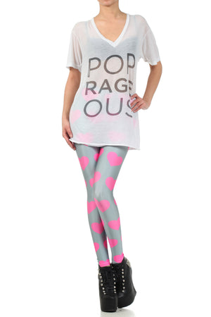 Pink Heart Leggings - POPRAGEOUS
 - 1