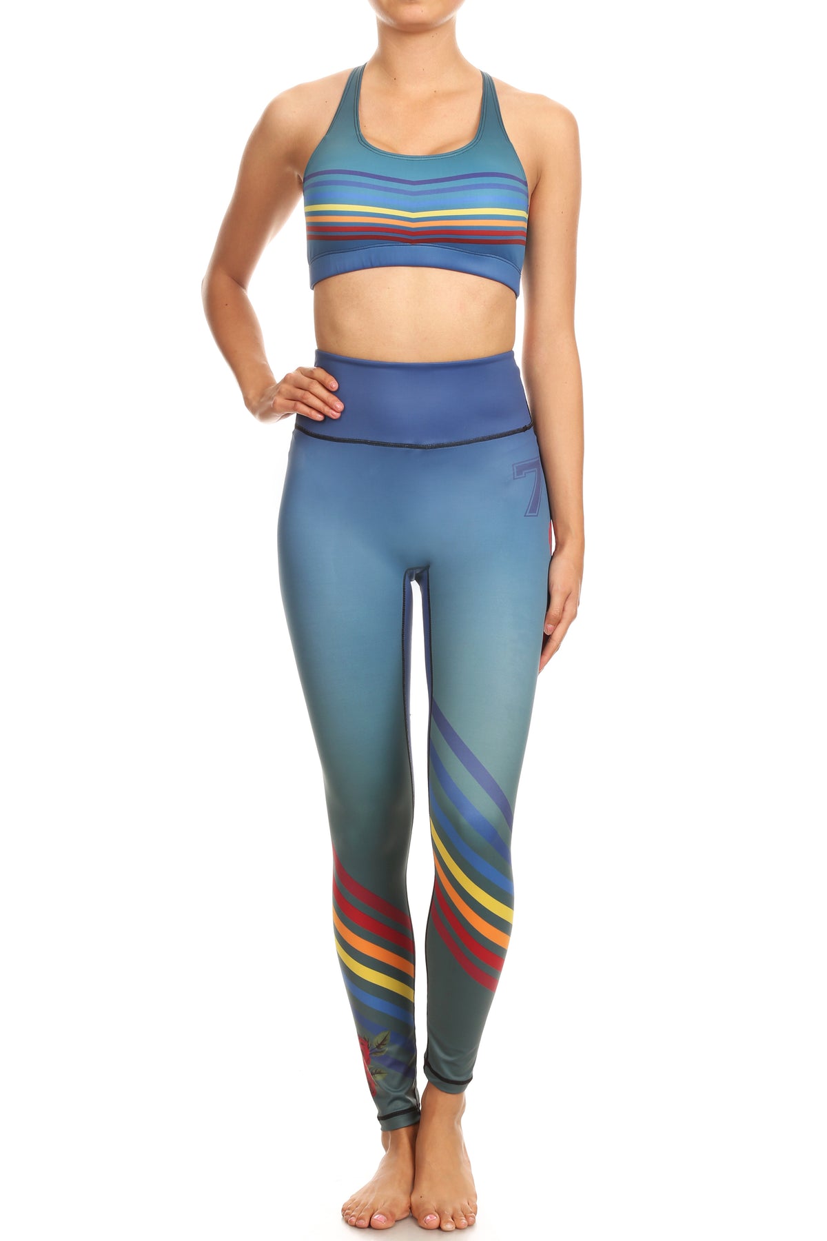 Varsity Rainbow Teal Aurora Bra