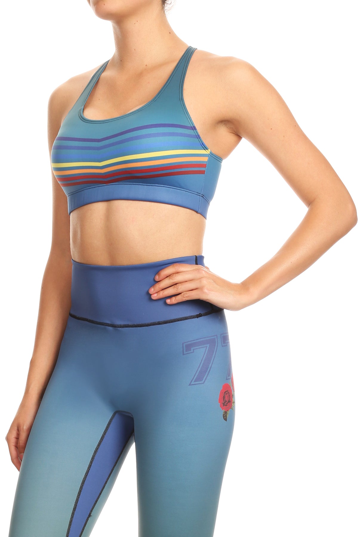 Varsity Rainbow Teal Aurora Bra
