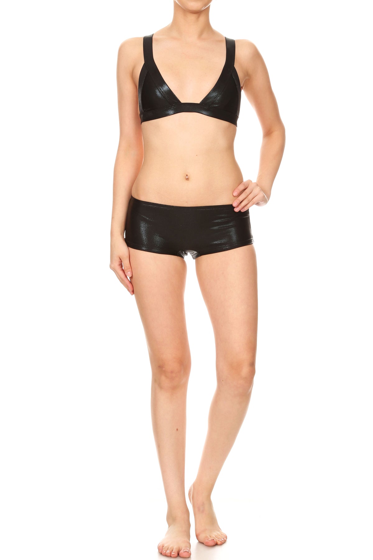 Black Wet Harness Bikini Top