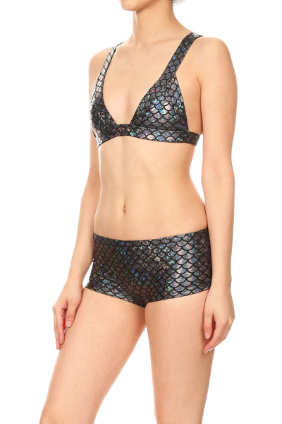 Holographic Mermaid Harness Bikini Top