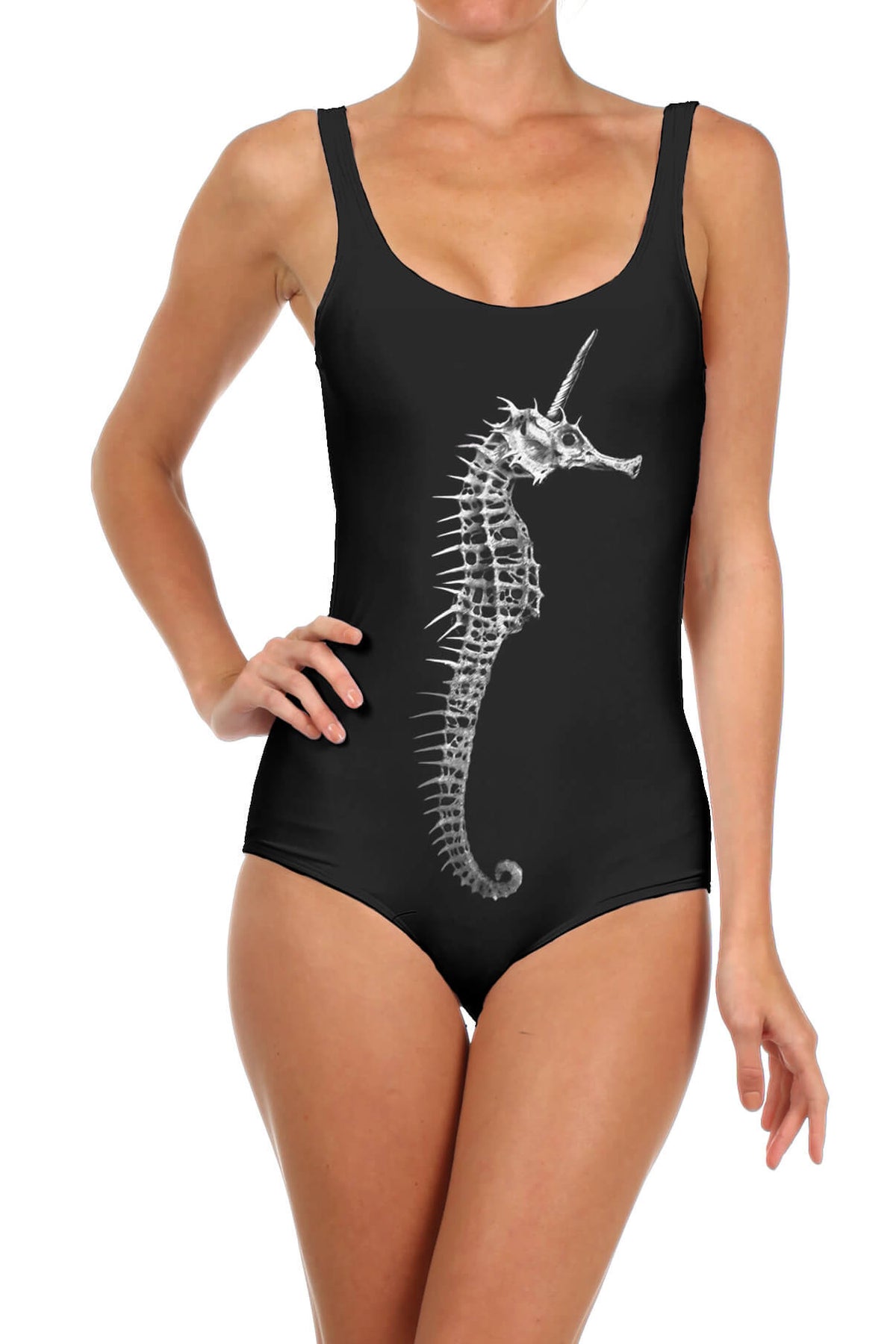 Sea Unicorn Skeleton One Piece Swim - POPRAGEOUS
 - 1