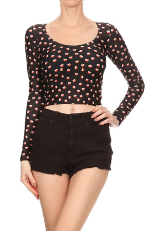 MW x POP Peach Emoji Long Sleeve Crop Top