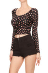 MW x POP Peach Emoji Long Sleeve Crop Top