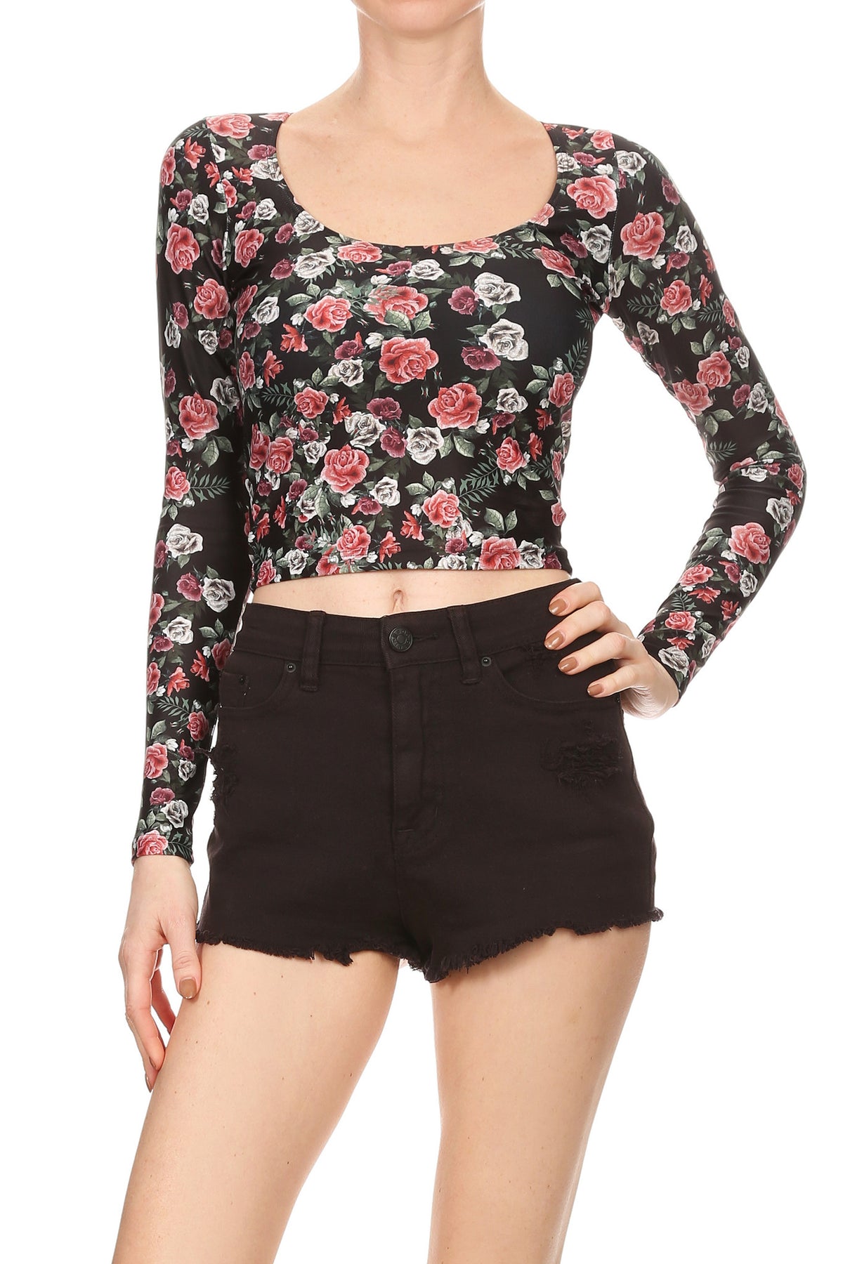MW x POP Petals Long Sleeve Crop Top