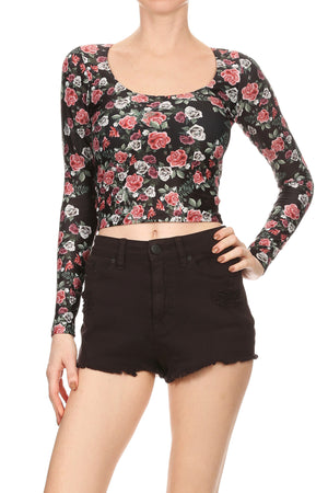 MW x POP Petals Long Sleeve Crop Top
