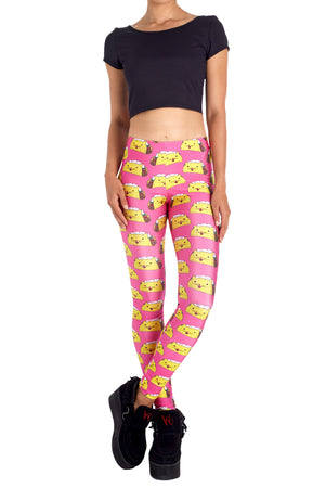 Pink Taco Cat Leggings - POPRAGEOUS
 - 1