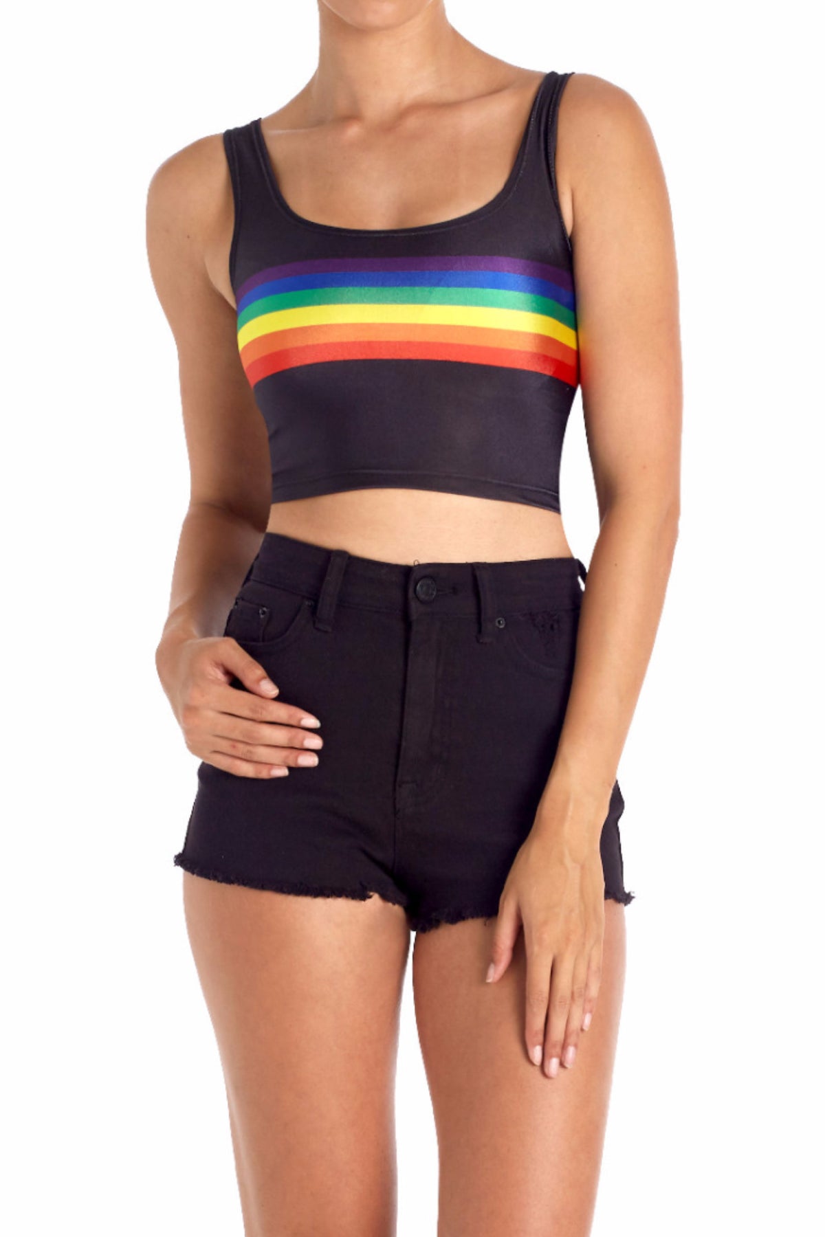 Retro Rainbow Crop Top - POPRAGEOUS
 - 1
